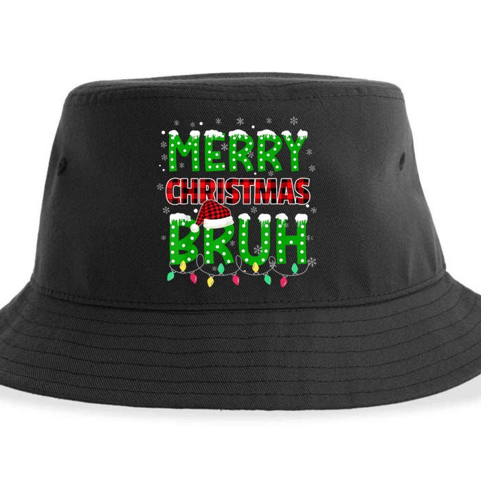 Bruh Christmas Red Plaid Teens Boy Xmas Pajama Sustainable Bucket Hat