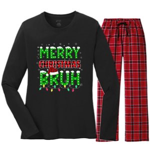 Bruh Christmas Red Plaid Teens Boy Xmas Pajama Women's Long Sleeve Flannel Pajama Set 