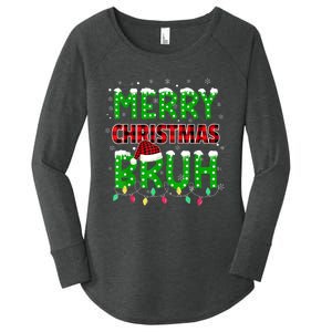 Bruh Christmas Red Plaid Teens Boy Xmas Pajama Women's Perfect Tri Tunic Long Sleeve Shirt