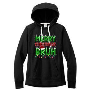 Bruh Christmas Red Plaid Teens Boy Xmas Pajama Women's Fleece Hoodie