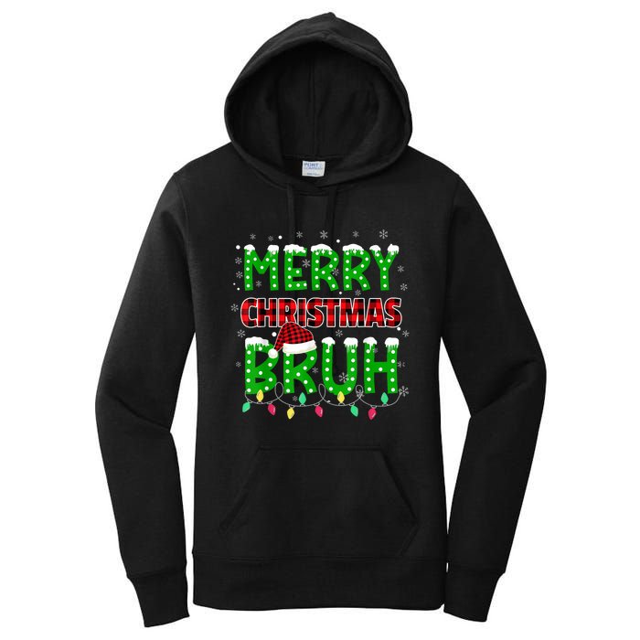 Bruh Christmas Red Plaid Teens Boy Xmas Pajama Women's Pullover Hoodie