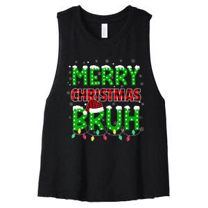 Bruh Christmas Red Plaid Teens Boy Xmas Pajama Women's Racerback Cropped Tank