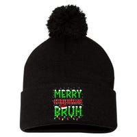 Bruh Christmas Red Plaid Teens Boy Xmas Pajama Pom Pom 12in Knit Beanie