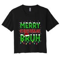 Bruh Christmas Red Plaid Teens Boy Xmas Pajama Women's Crop Top Tee