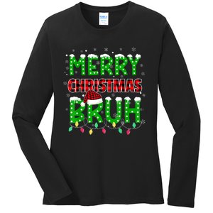 Bruh Christmas Red Plaid Teens Boy Xmas Pajama Ladies Long Sleeve Shirt