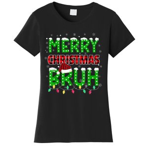 Bruh Christmas Red Plaid Teens Boy Xmas Pajama Women's T-Shirt