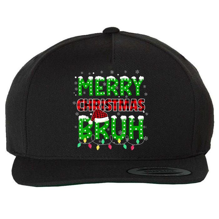 Bruh Christmas Red Plaid Teens Boy Xmas Pajama Wool Snapback Cap