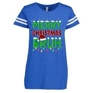 Bruh Christmas Red Plaid Teens Boy Xmas Pajama Enza Ladies Jersey Football T-Shirt