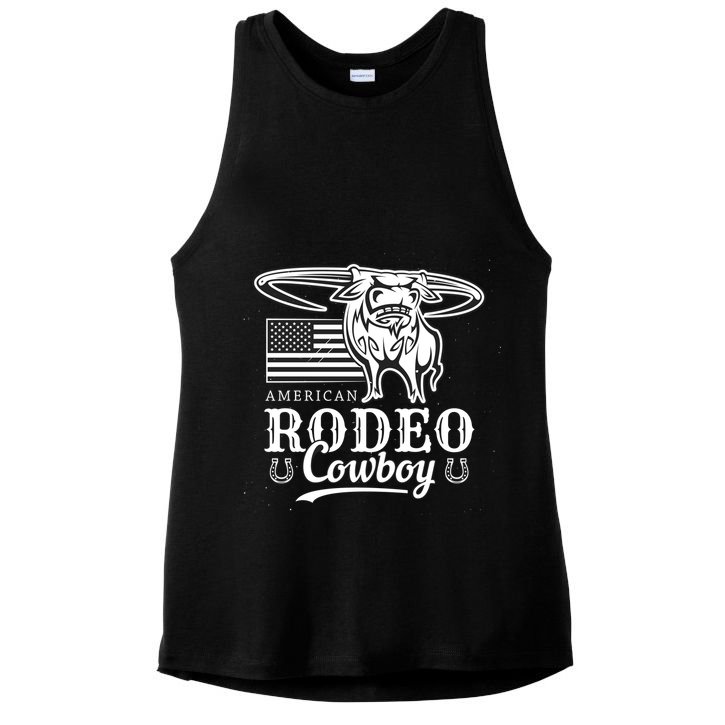 Bull Cowboy Rodeo Ladies PosiCharge Tri-Blend Wicking Tank