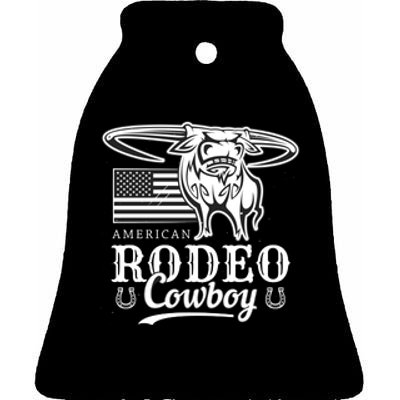 Bull Cowboy Rodeo Ceramic Bell Ornament