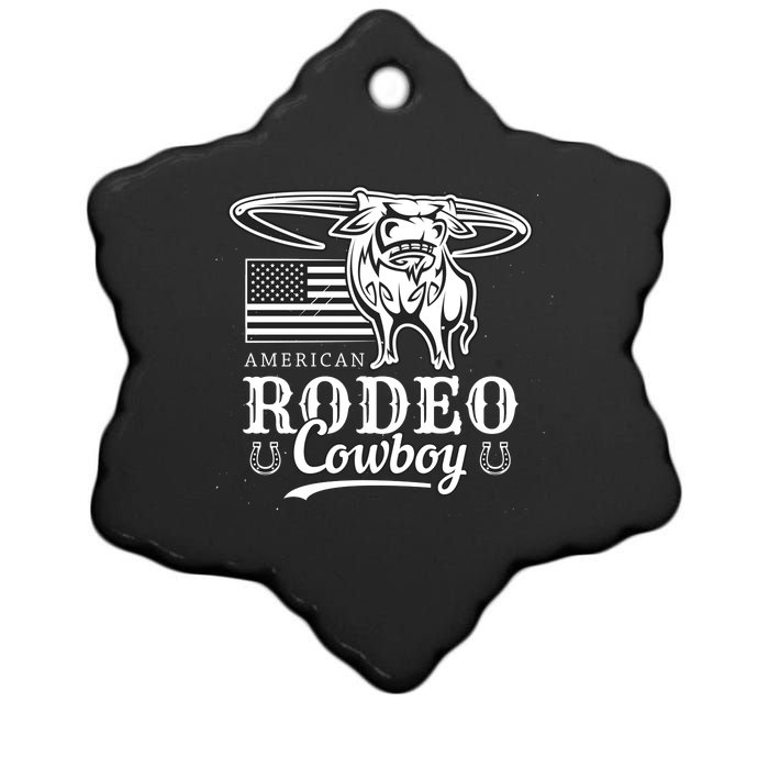 Bull Cowboy Rodeo Ceramic Star Ornament