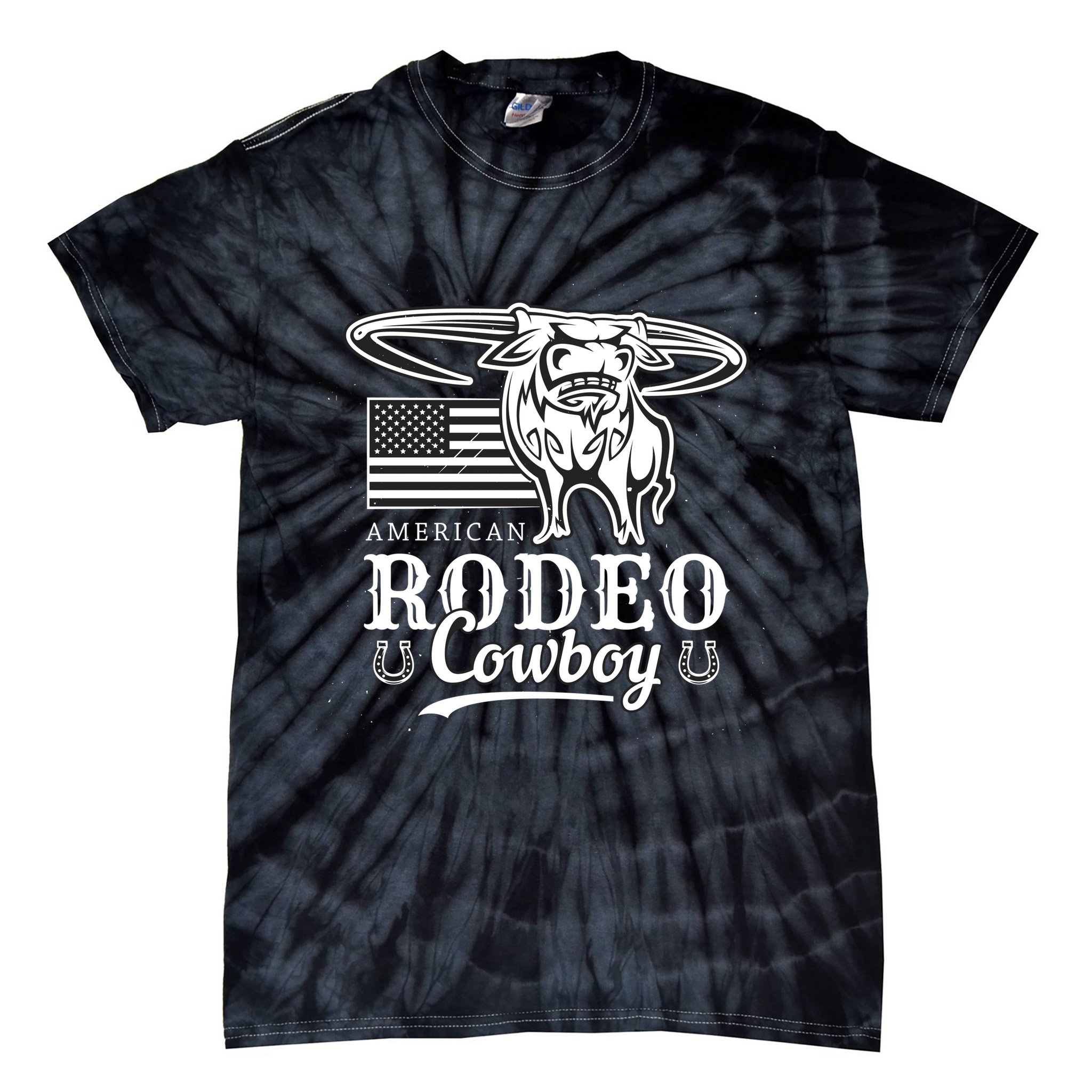 Bull Cowboy Rodeo Tie-Dye T-Shirt