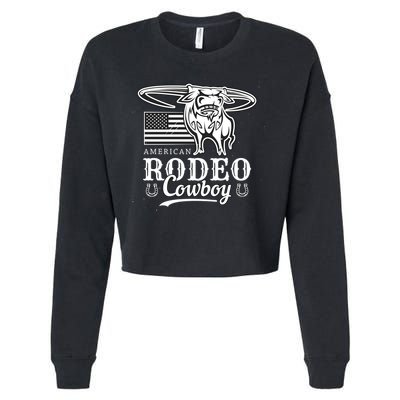 Bull Cowboy Rodeo Cropped Pullover Crew