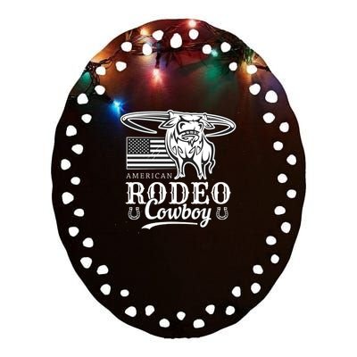 Bull Cowboy Rodeo Ceramic Oval Ornament