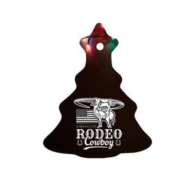 Bull Cowboy Rodeo Ceramic Tree Ornament