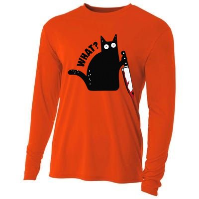 Black Cat Red Bloodstained Knife Challenges What Halloween Cooling Performance Long Sleeve Crew