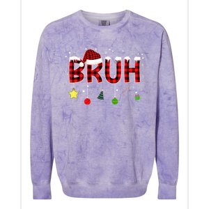 Bruh Christmas Red Plaid Teens Xmas Pajama Colorblast Crewneck Sweatshirt