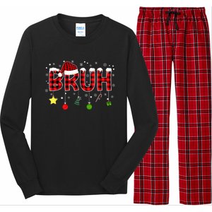 Bruh Christmas Red Plaid Teens Xmas Pajama Long Sleeve Pajama Set