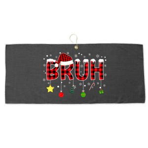 Bruh Christmas Red Plaid Teens Xmas Pajama Large Microfiber Waffle Golf Towel