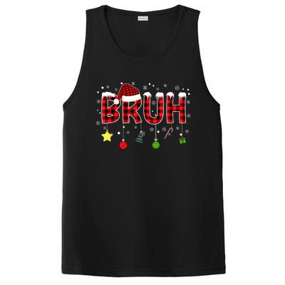 Bruh Christmas Red Plaid Teens Xmas Pajama PosiCharge Competitor Tank