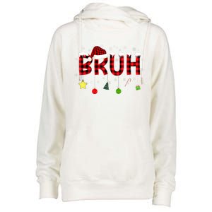 Bruh Christmas Red Plaid Teens Xmas Pajama Womens Funnel Neck Pullover Hood