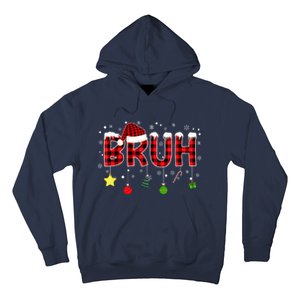 Bruh Christmas Red Plaid Teens Xmas Pajama Hoodie