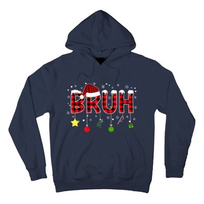 Bruh Christmas Red Plaid Teens Xmas Pajama Hoodie