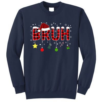 Bruh Christmas Red Plaid Teens Xmas Pajama Sweatshirt