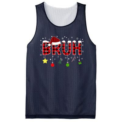 Bruh Christmas Red Plaid Teens Xmas Pajama Mesh Reversible Basketball Jersey Tank