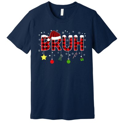 Bruh Christmas Red Plaid Teens Xmas Pajama Premium T-Shirt