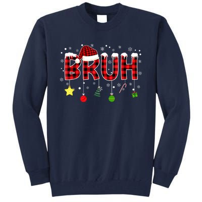 Bruh Christmas Red Plaid Teens Xmas Pajama Tall Sweatshirt