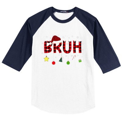 Bruh Christmas Red Plaid Teens Xmas Pajama Baseball Sleeve Shirt