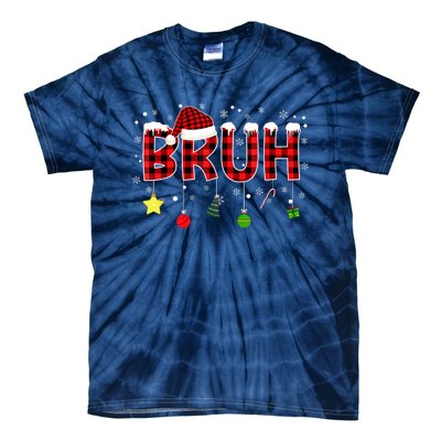 Bruh Christmas Red Plaid Teens Xmas Pajama Tie-Dye T-Shirt