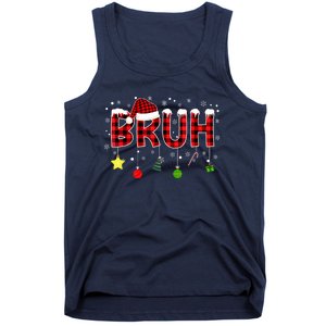 Bruh Christmas Red Plaid Teens Xmas Pajama Tank Top