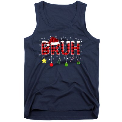 Bruh Christmas Red Plaid Teens Xmas Pajama Tank Top