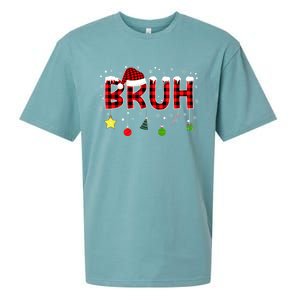 Bruh Christmas Red Plaid Teens Xmas Pajama Sueded Cloud Jersey T-Shirt