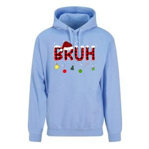 Bruh Christmas Red Plaid Teens Xmas Pajama Unisex Surf Hoodie