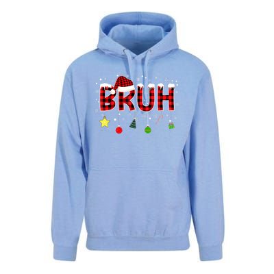 Bruh Christmas Red Plaid Teens Xmas Pajama Unisex Surf Hoodie