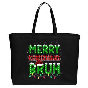 Bruh Christmas Red Plaid Teens Xmas Pajama Cotton Canvas Jumbo Tote