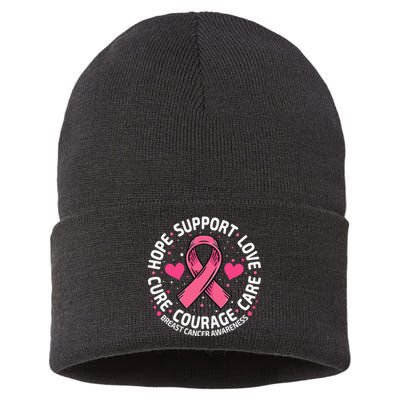 Breast Cancer Ribbon Breast Cancer Awareness Sustainable Knit Beanie