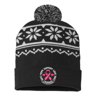 Breast Cancer Ribbon Breast Cancer Awareness USA-Made Snowflake Beanie