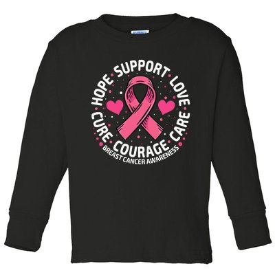 Breast Cancer Ribbon Breast Cancer Awareness Toddler Long Sleeve Shirt