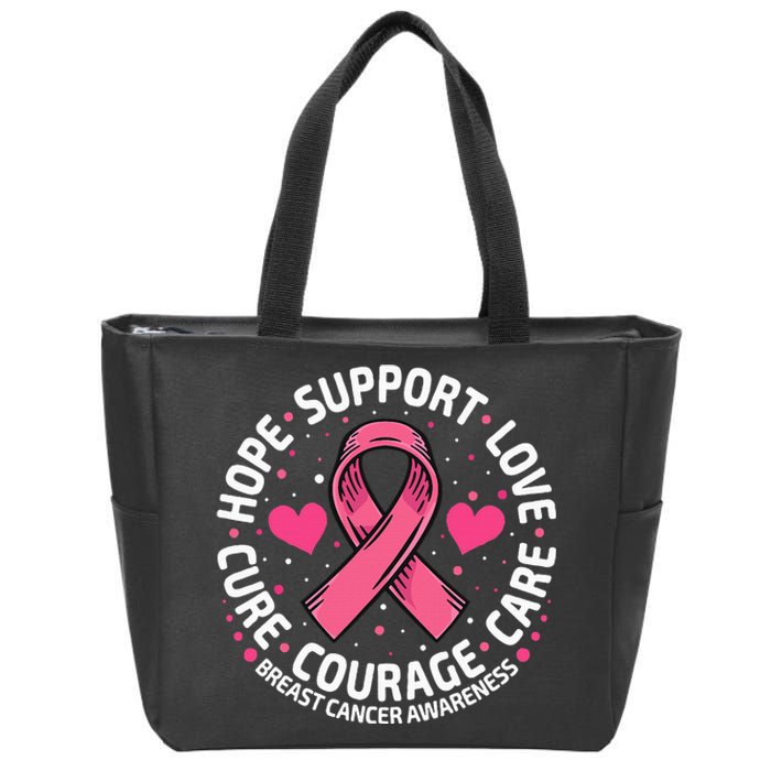 Breast Cancer Ribbon Breast Cancer Awareness Zip Tote Bag