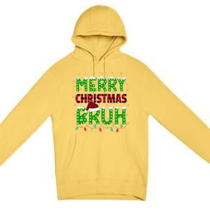 Bruh Christmas Red Plaid Teen Xmas Pajama Gift Premium Pullover Hoodie