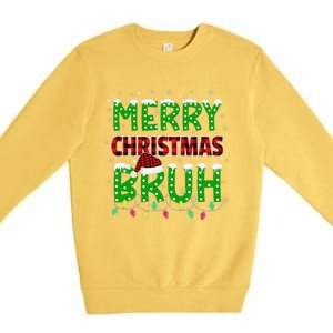 Bruh Christmas Red Plaid Teen Xmas Pajama Gift Premium Crewneck Sweatshirt