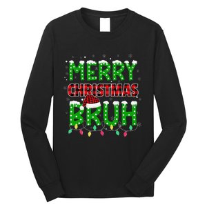 Bruh Christmas Red Plaid Teen Xmas Pajama Gift Long Sleeve Shirt