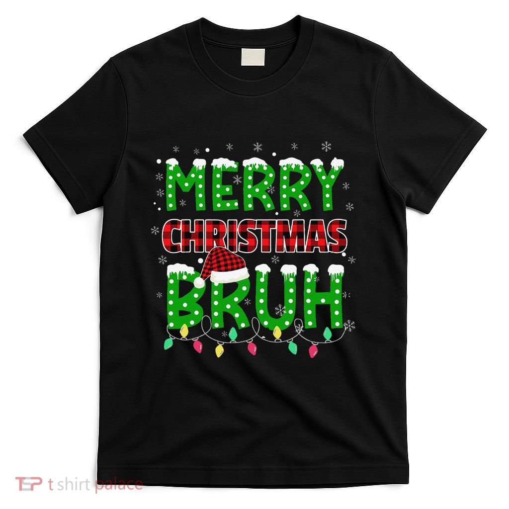 Bruh Christmas Red Plaid Teen Xmas Pajama Gift T-Shirt