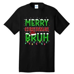 Bruh Christmas Red Plaid Teen Xmas Pajama Gift Tall T-Shirt