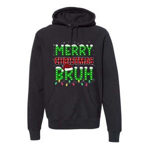 Bruh Christmas Red Plaid Teen Xmas Pajama Gift Premium Hoodie