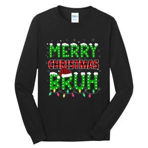 Bruh Christmas Red Plaid Teen Xmas Pajama Gift Tall Long Sleeve T-Shirt